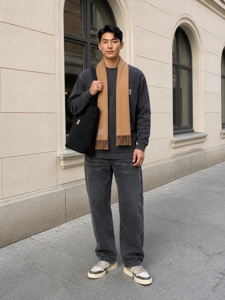 Carhartt wip charcoal tee work pants sneakers