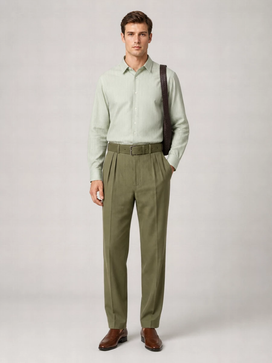 Dries Van Noten Linen Pleated Wide-Leg Straight-Leg Tailored Trousers