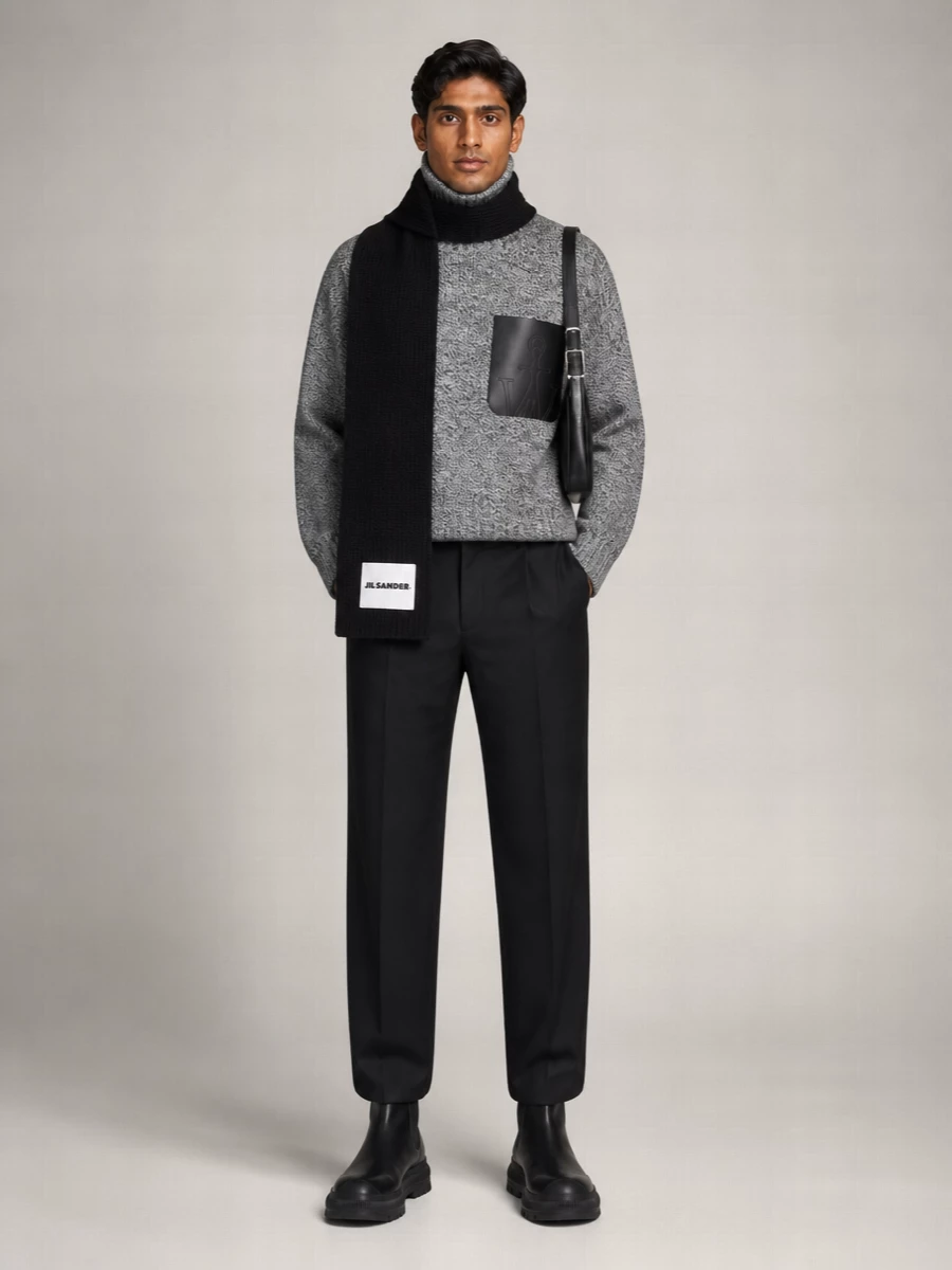 Jw Anderson Leather Patch Turtleneck Sweater