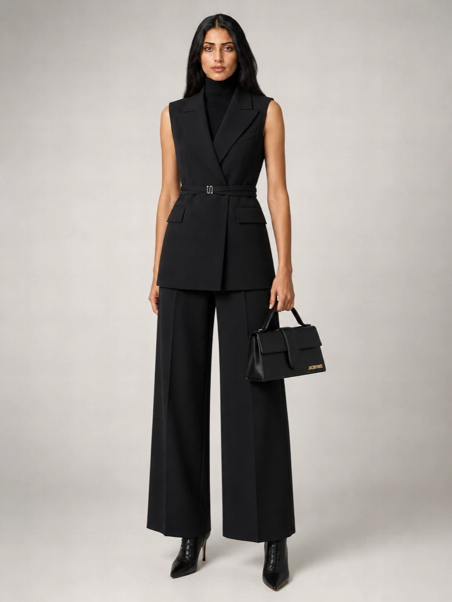 Sportmax Virgin Wool Sleeveless Wrap Gilet