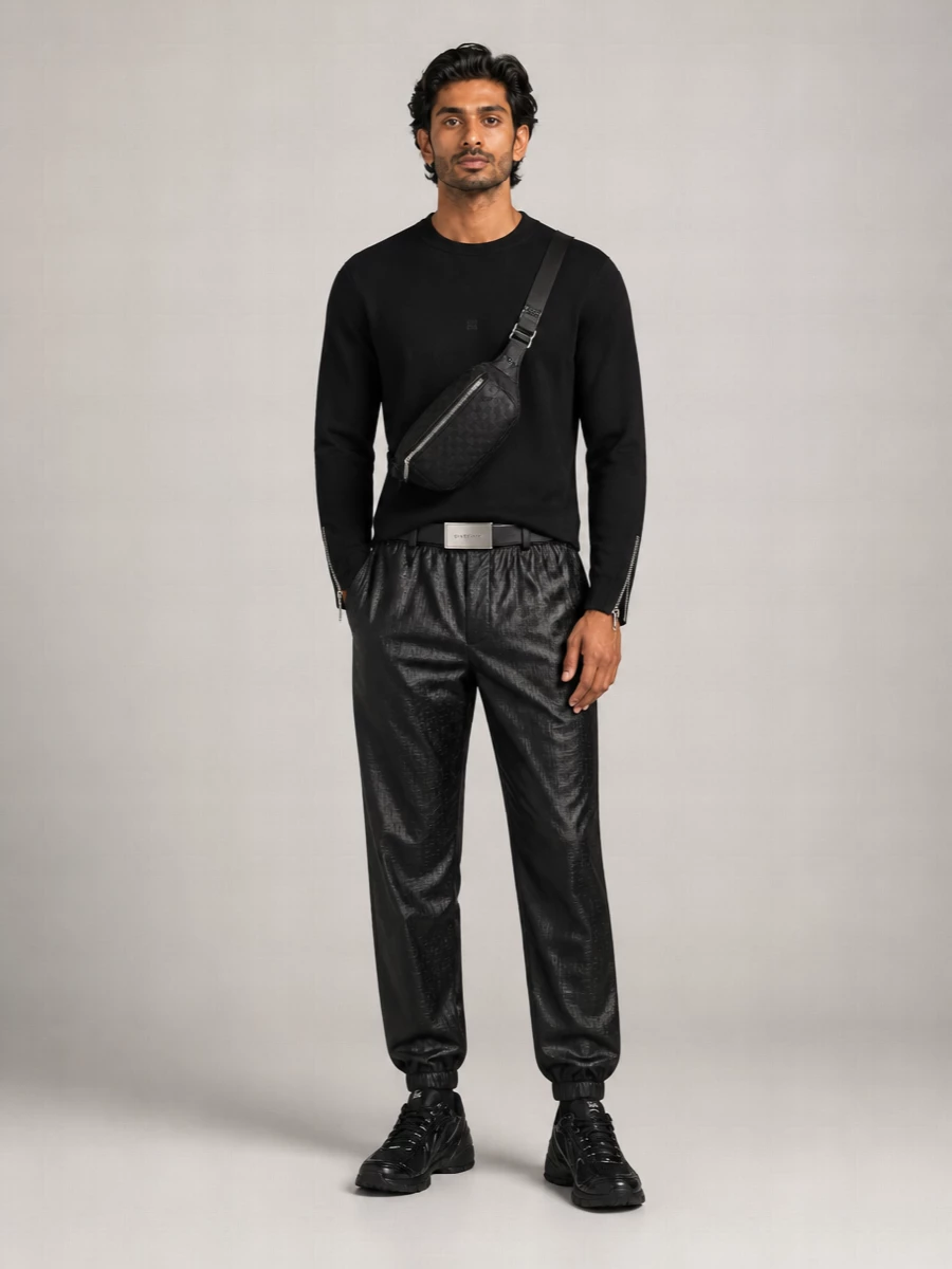 Givenchy Lamb Leather Elasticated-Cuff Loose-Fit Trousers