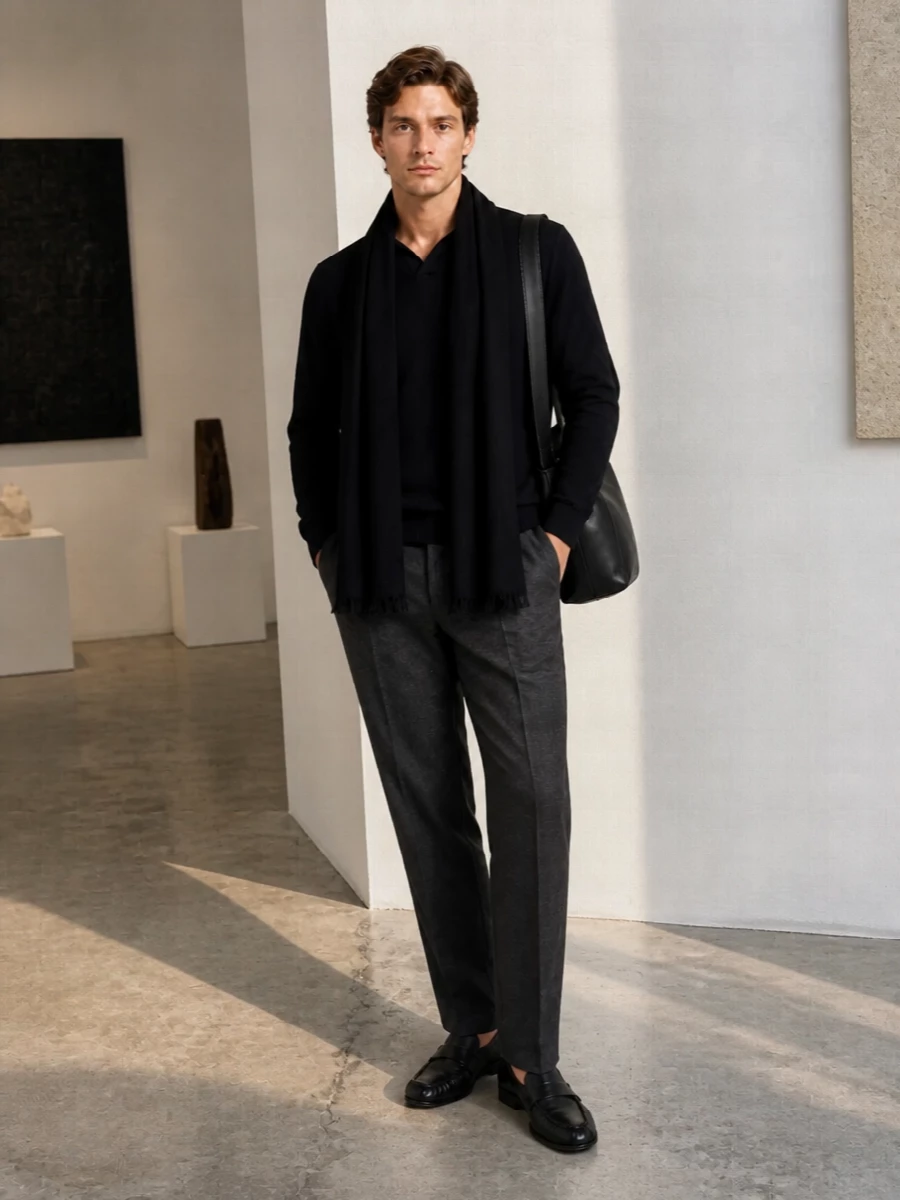 The row black polo jil sander trousers