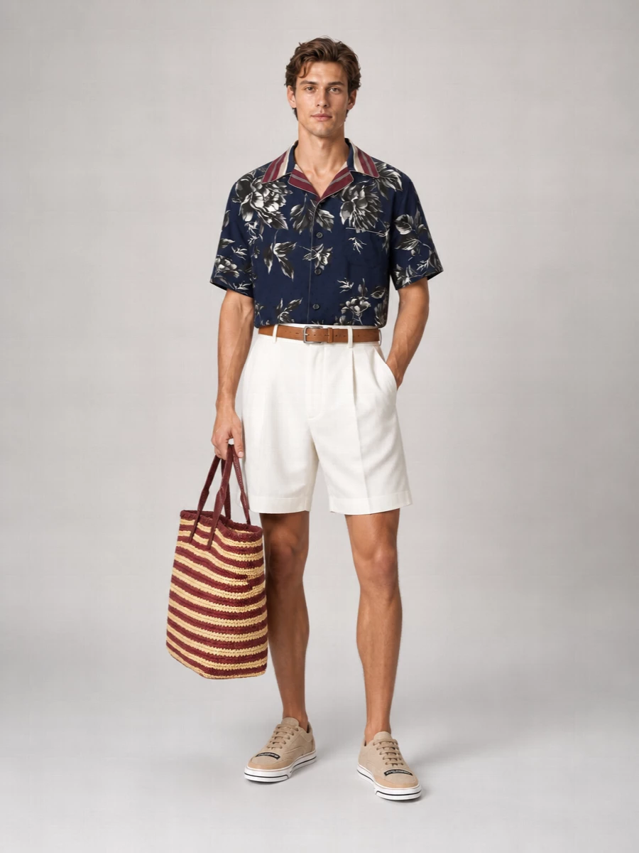 Dolce&Gabbana Silk Printed Short-Sleeve Shirt