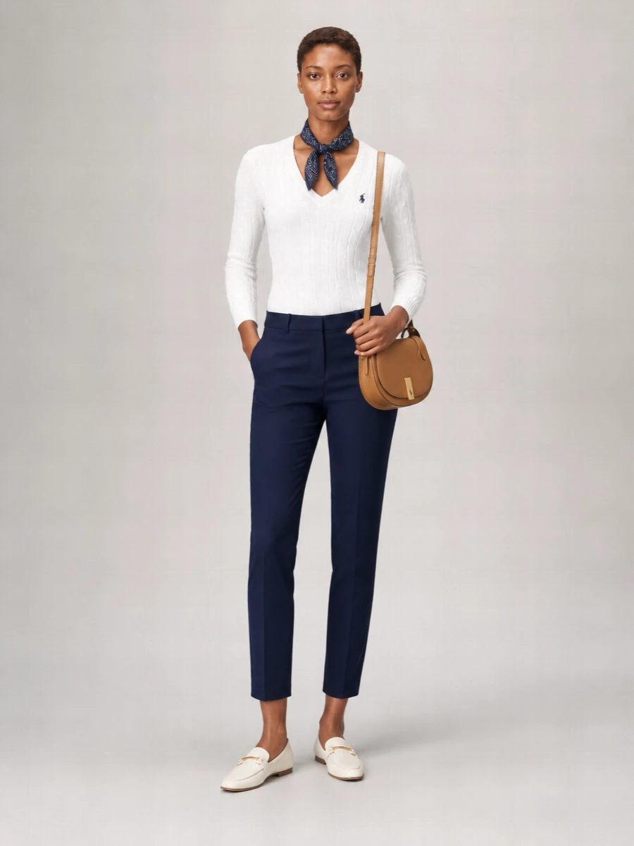 Ralph Lauren Cable-Knit Cotton V-Neck Sweater