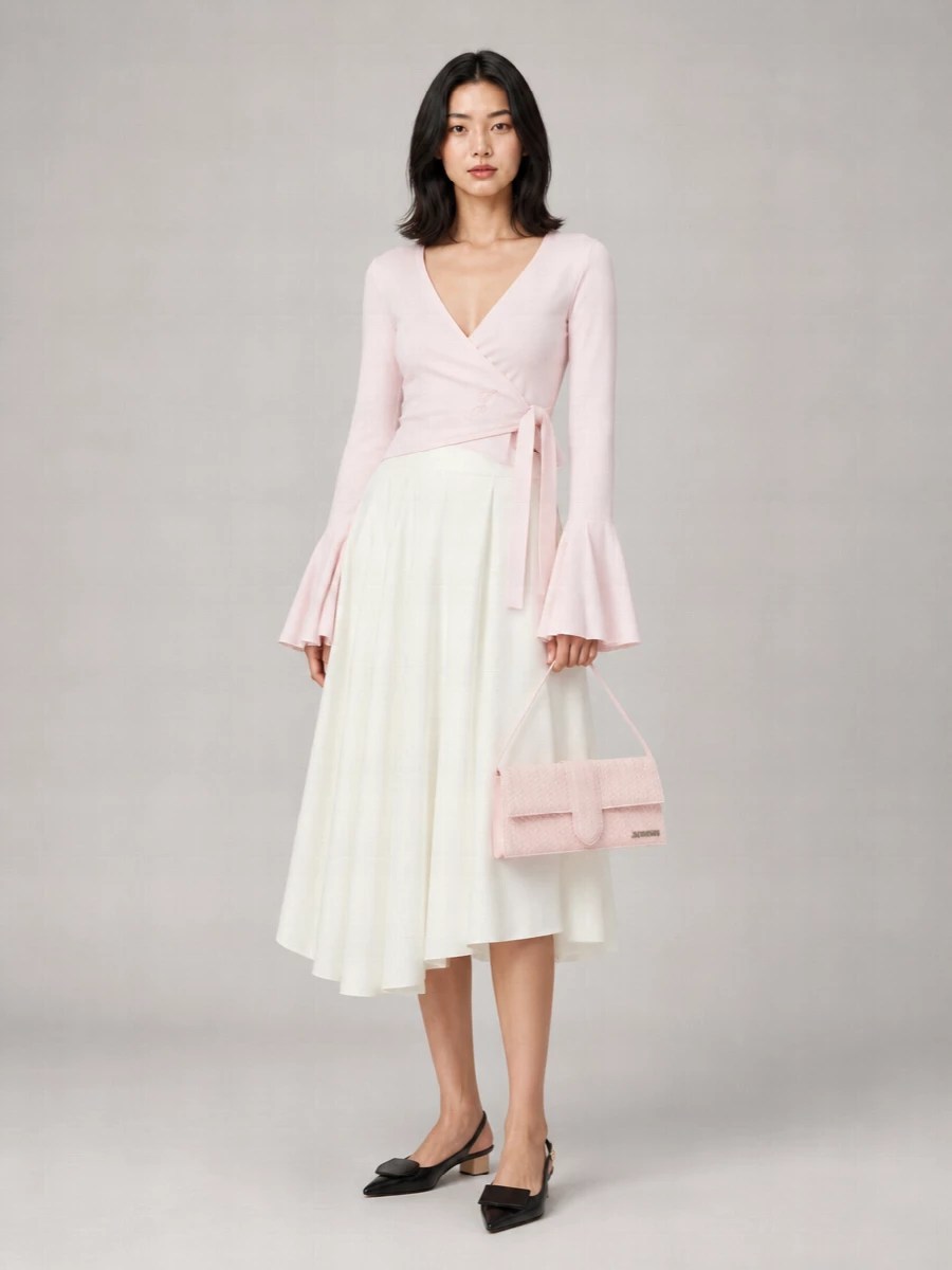 Jacquemus Fine-Knit V-Neck Wrap Blouse