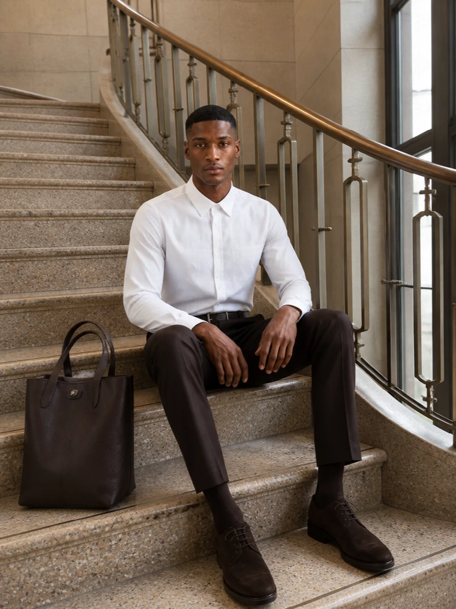 Paul smith brown trousers white shirt derbies
