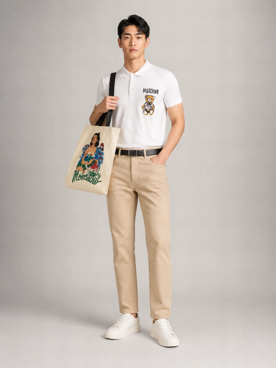 Moschino Logo Print Cotton Polo Shirt