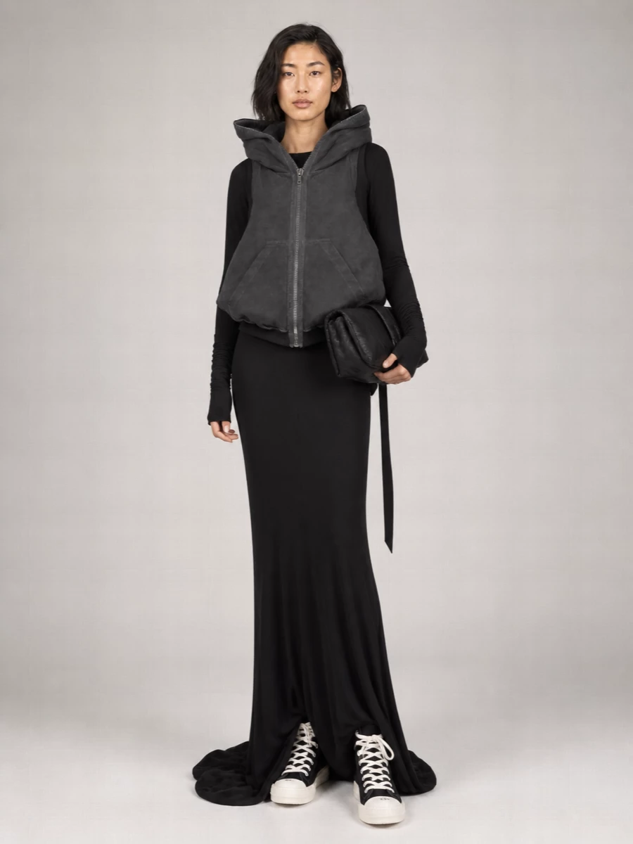 Rick Owens Drkshdw Sleeveless Cotton Hooded Jacket