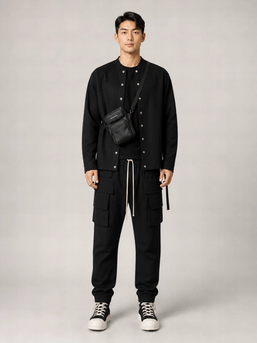 Rick Owens Drkshdw Cotton V-Neck Shirt Jacket