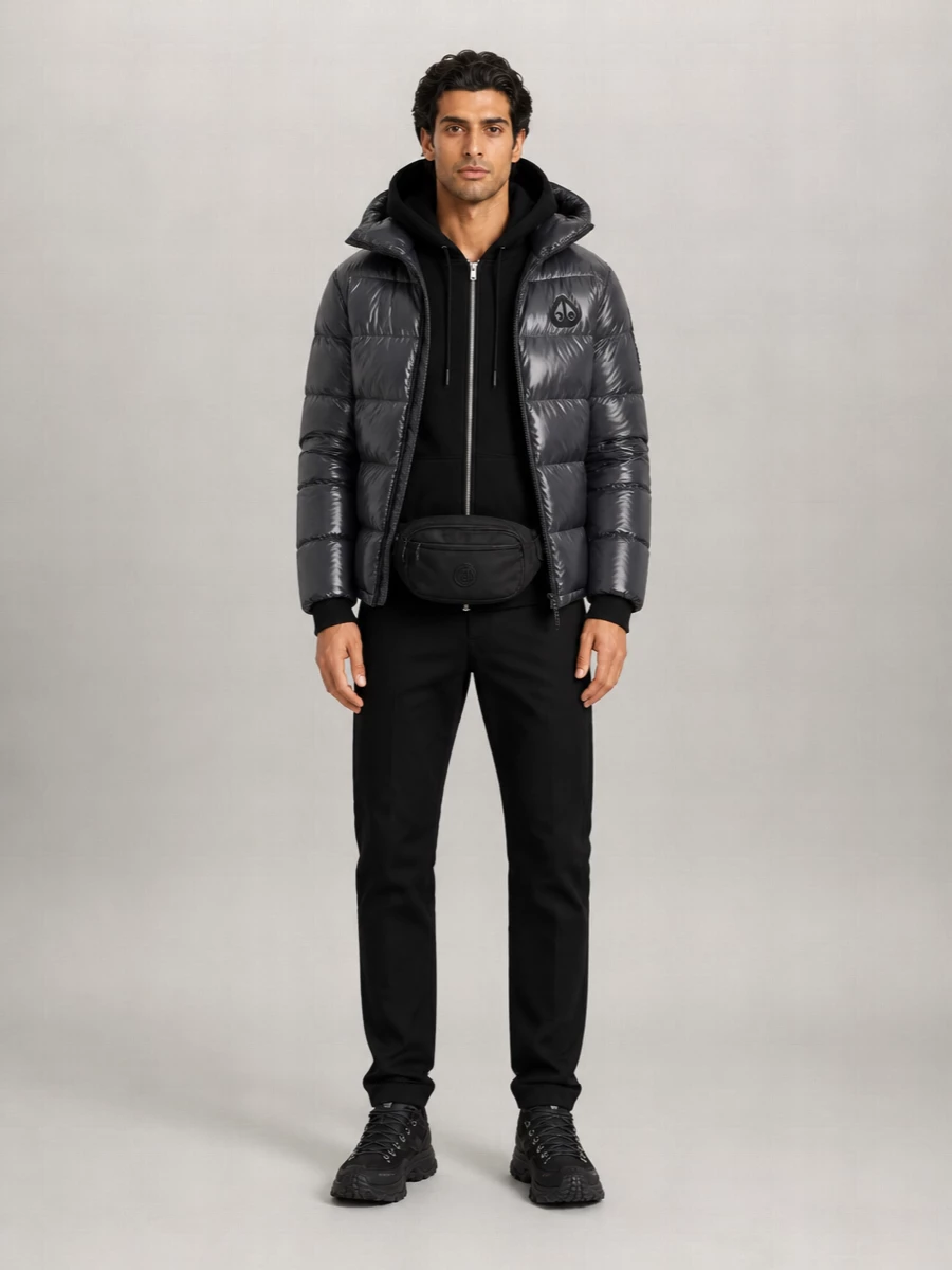 Moose Knuckles Nylon Puffer Bomber Jacket