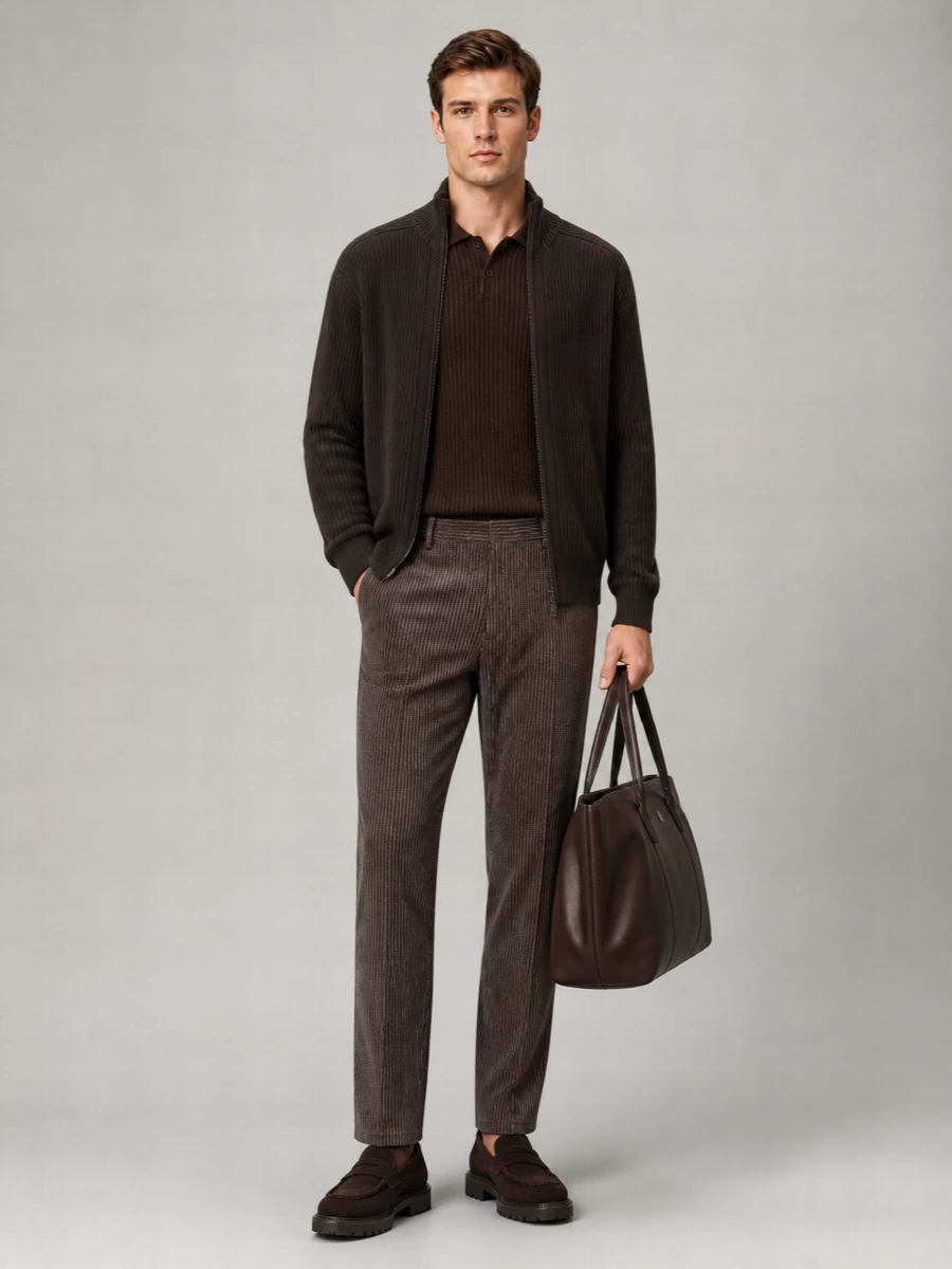 Emporio Armani ribbed virgin wool high neck zip-up cardigan