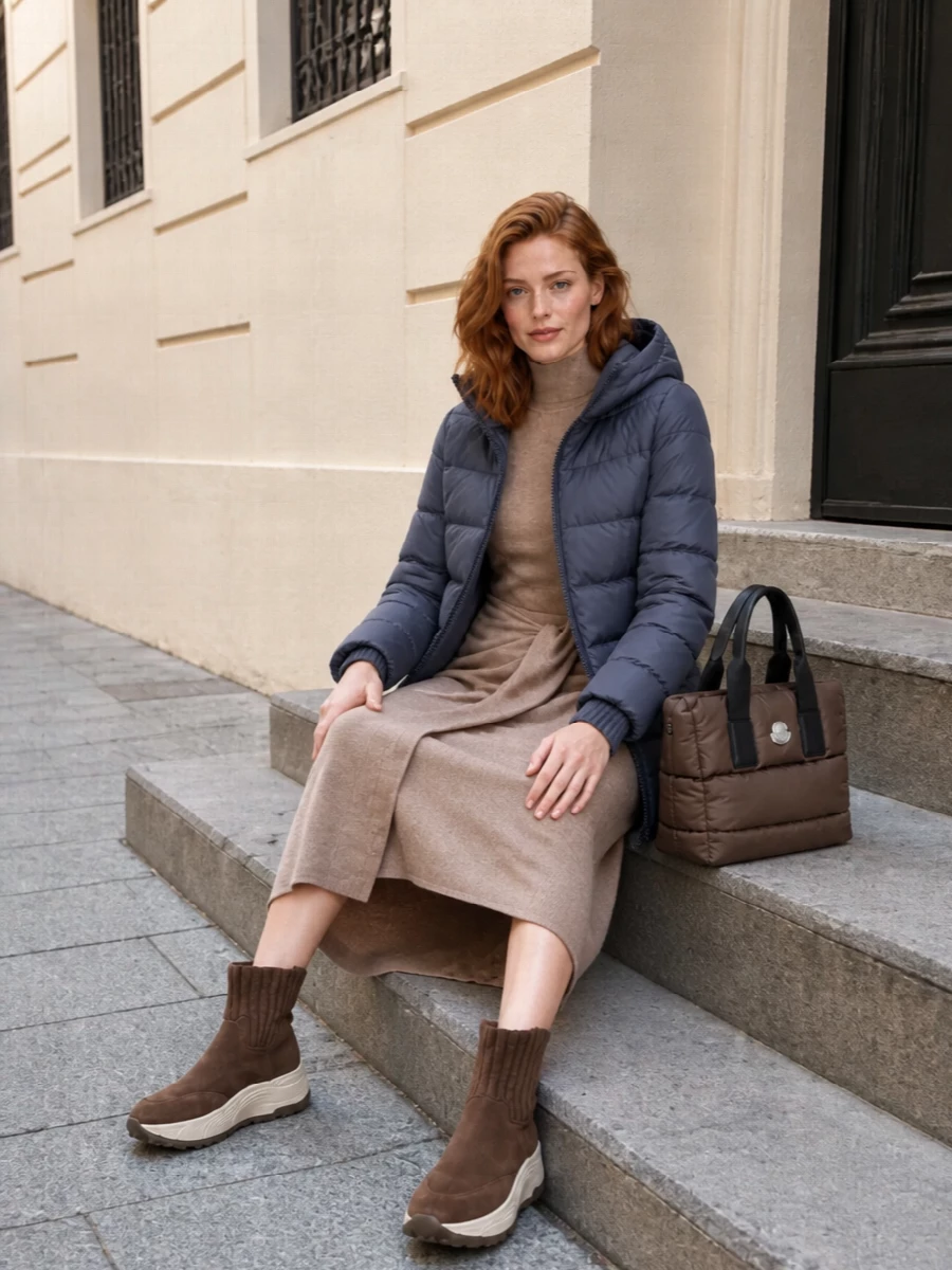 Max mara knit midi dress herno puffer coat