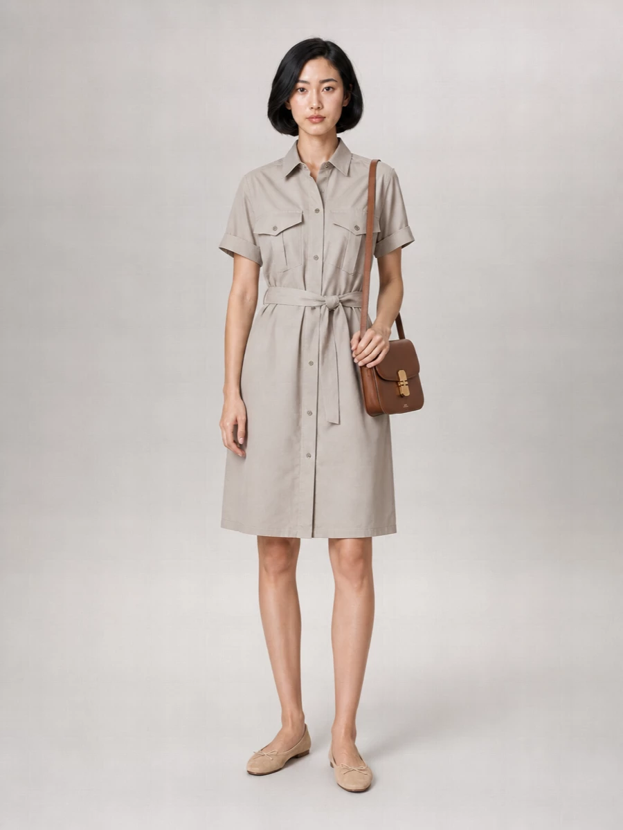 A.p.c. Cotton Belted Knee-Length Dress