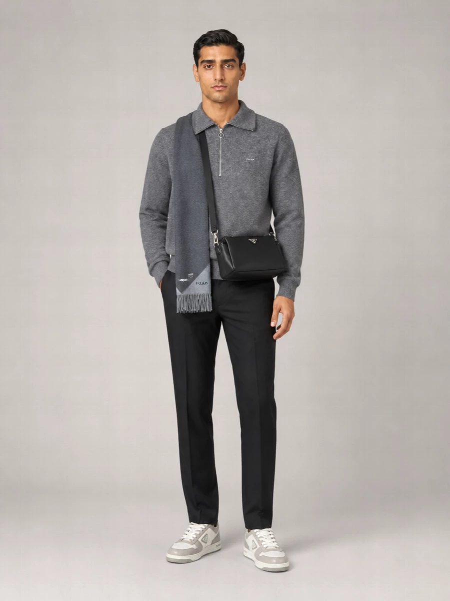 Prada cashmere wool oversized high neck zip jumper