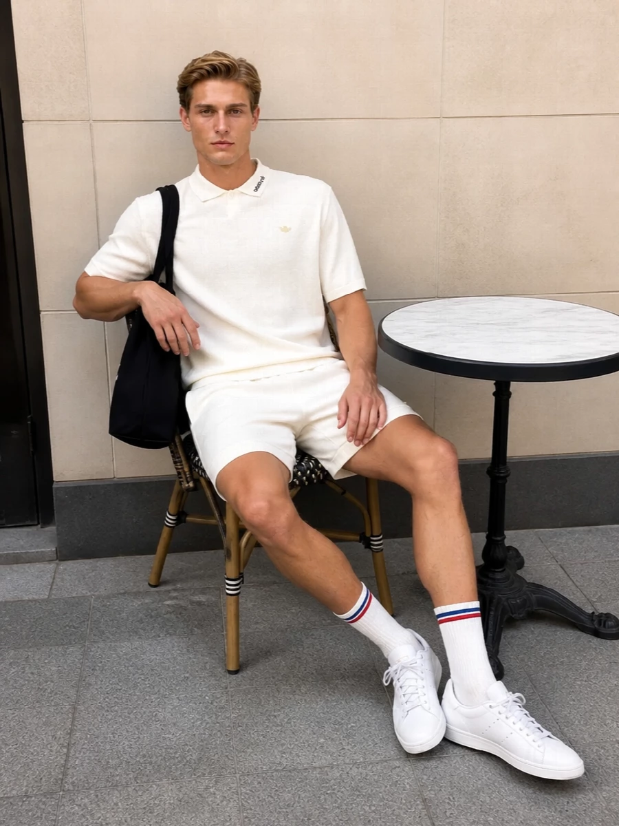 Adidas originals white polo and short outfit