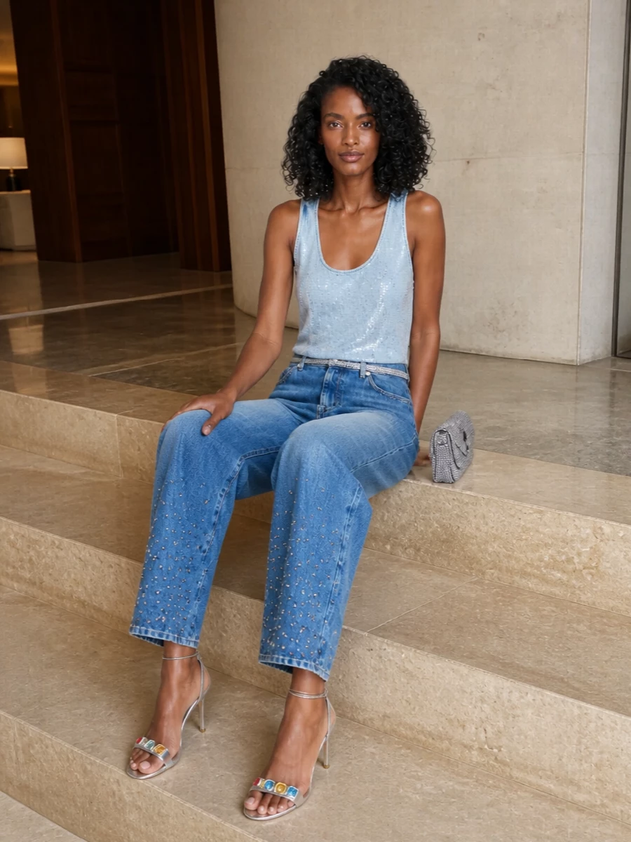 7 for all mankind crystal wide leg jeans outfit