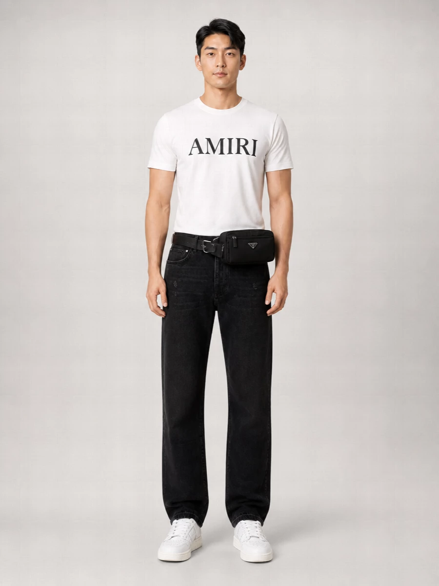Amiri Cotton Logo-Print Ribbed Crewneck T-Shirt