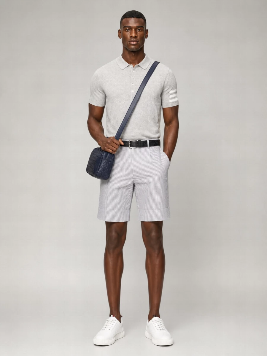 Thom Browne Textured Relaxed-Fit Short-Sleeve Polo Shirt