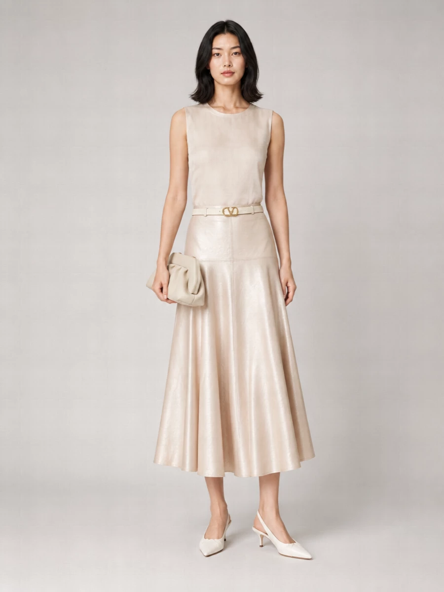 Forte Forte panelled high-rise flared midi skirt