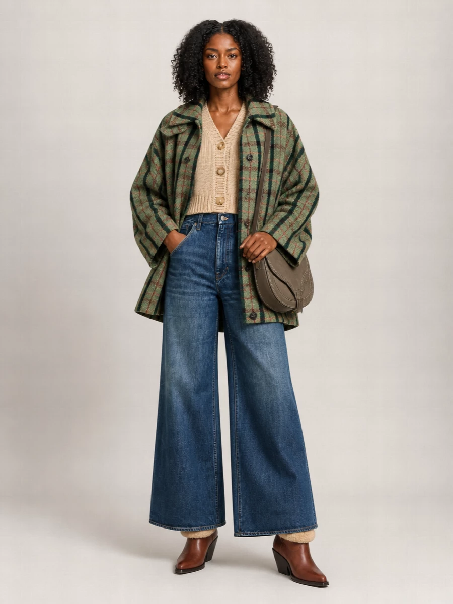 Chloé wool oversized checked cape coat