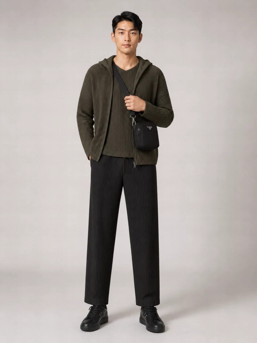 Homme Plisse Issey Miyake Pleated Hooded Jacket