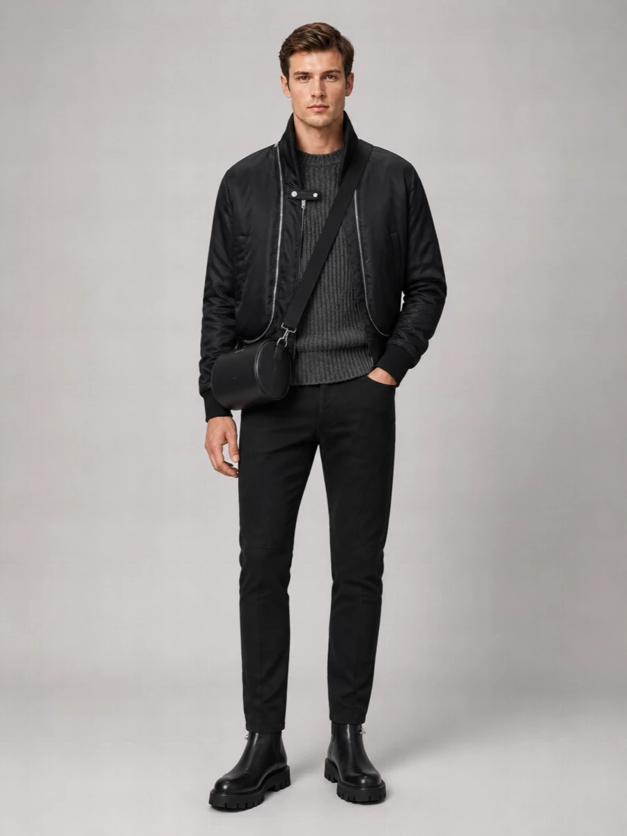 Alexander Mcqueen Nylon Zip Bomber Jacket