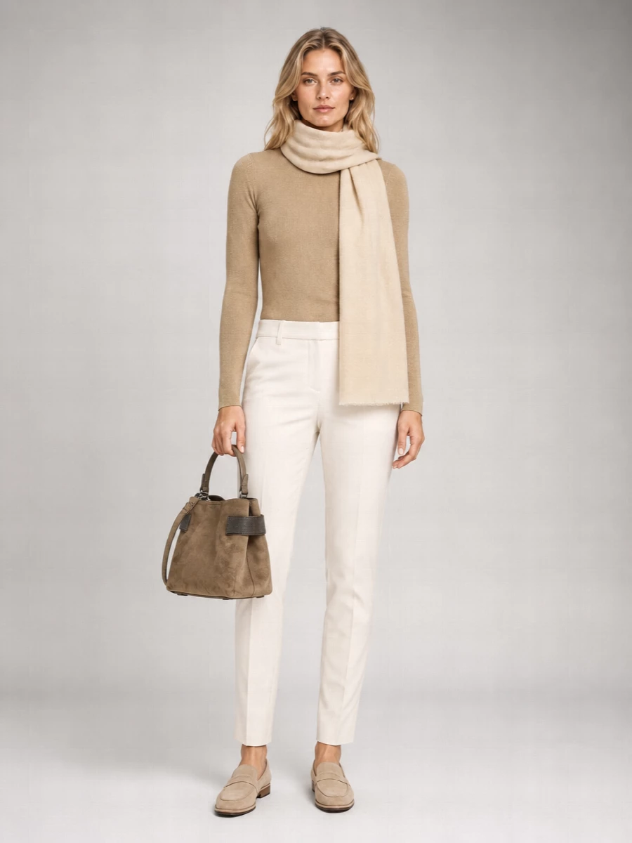 Brunello Cucinelli Cashmere Silk Lamé Boat Neck Long Sleeve Sweater