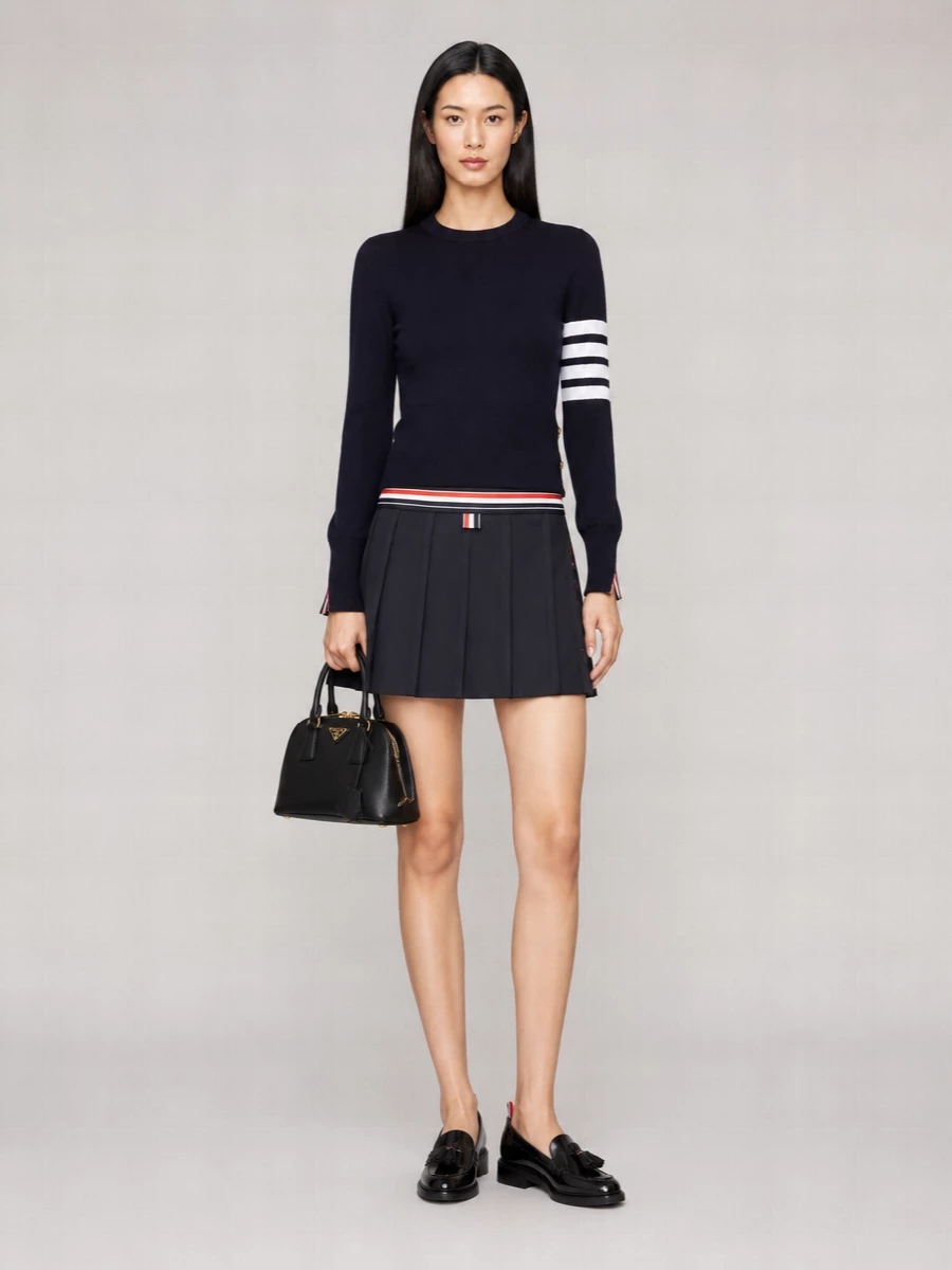 Thom Browne Ruffled Asymmetric Pleated Mini Skirt