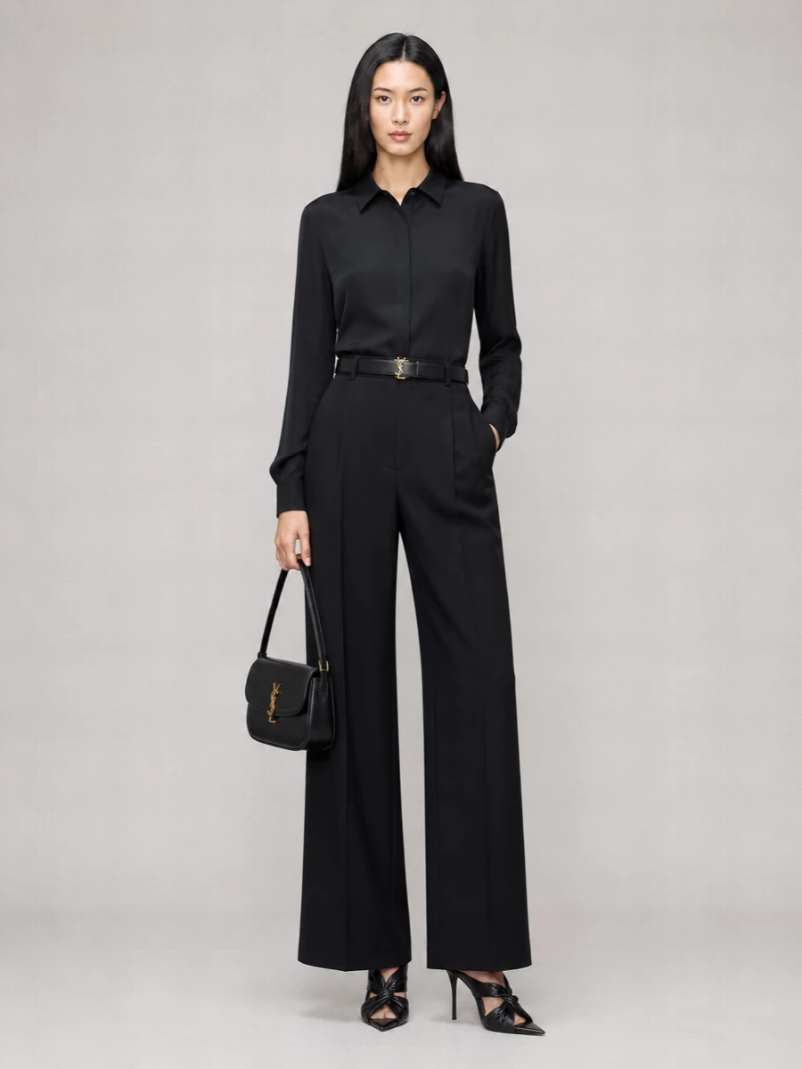 Saint Laurent Silk Striped Long-Sleeve Shirt