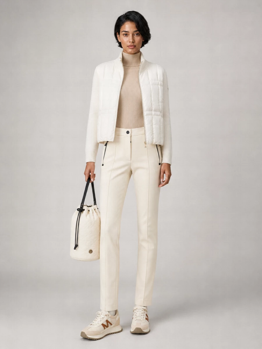 Moncler Wool Cashmere Quilted Zip Up Cardigan Jacket