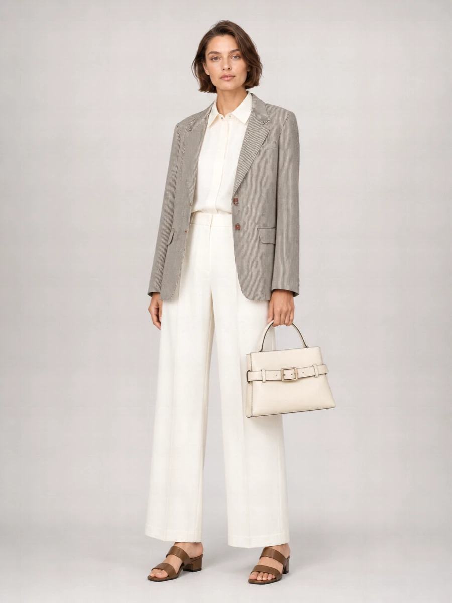 Alysi Striped Single-Breasted Blazer