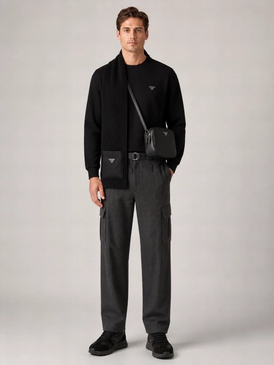 Prada Cotton Crew Neck Long-Sleeve Sweatshirt