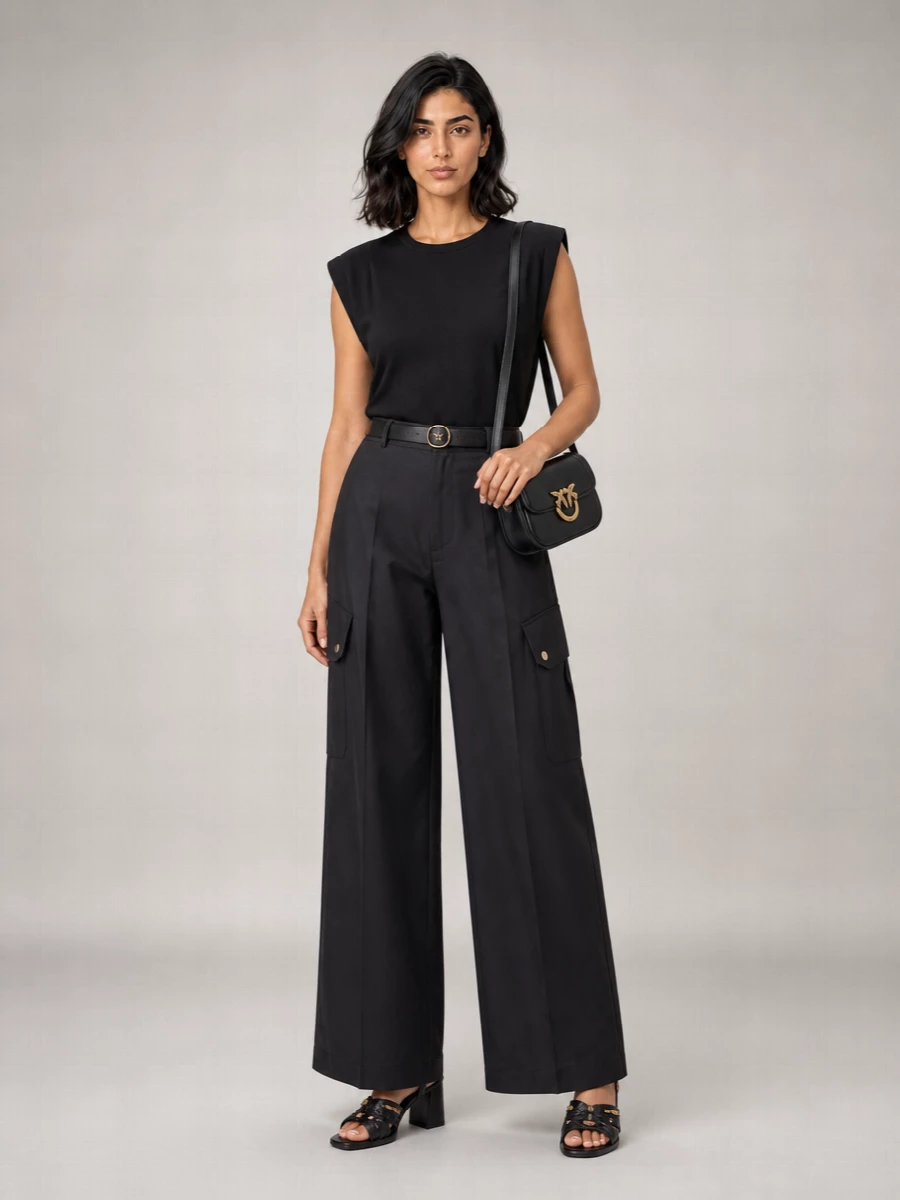 Pinko Cotton Sleeveless Cropped T-Shirt