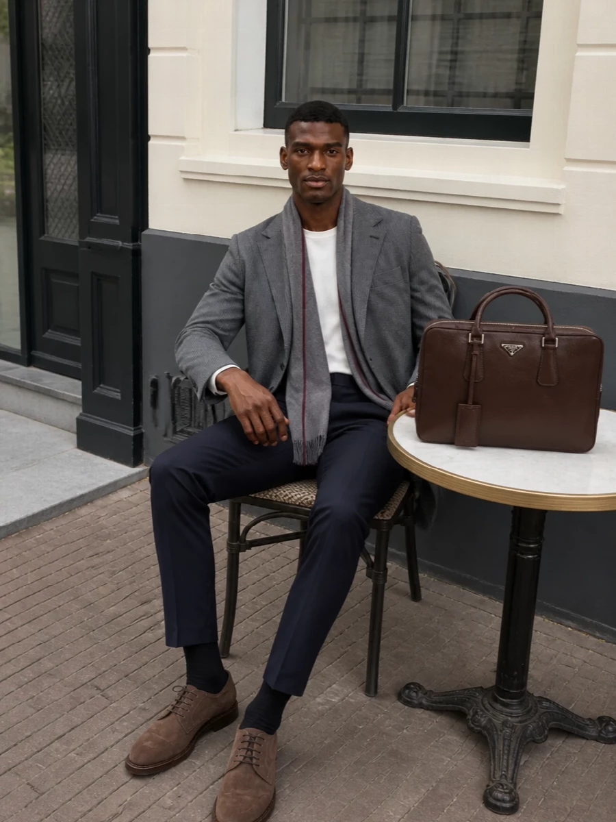 Brunello cucinelli blazer navy trousers outfit