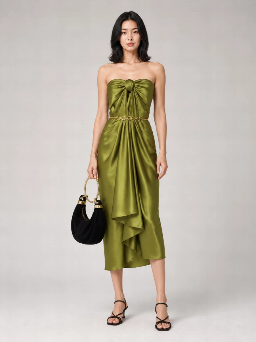 Chloé Silk Draped Midi Skirt