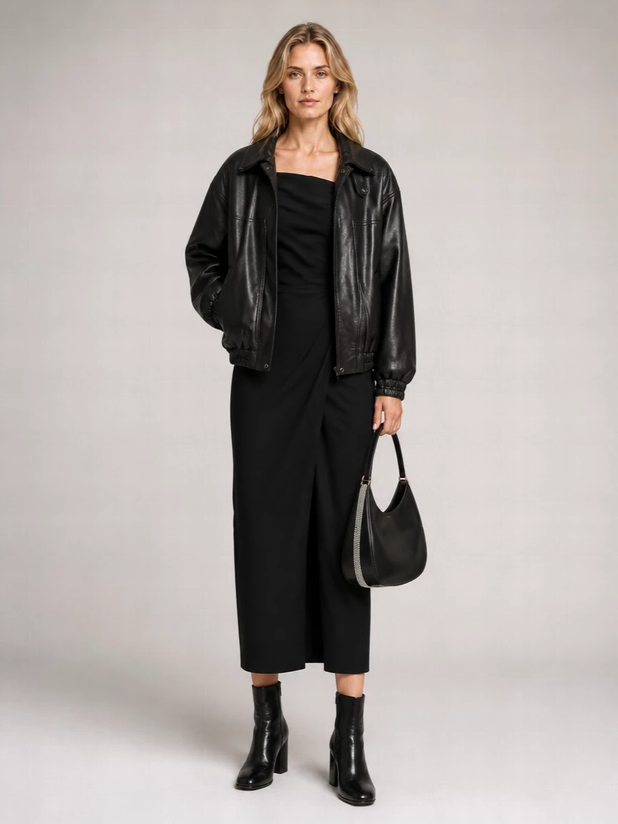 Magda Butrym Sheepskin Leather Bomber Jacket