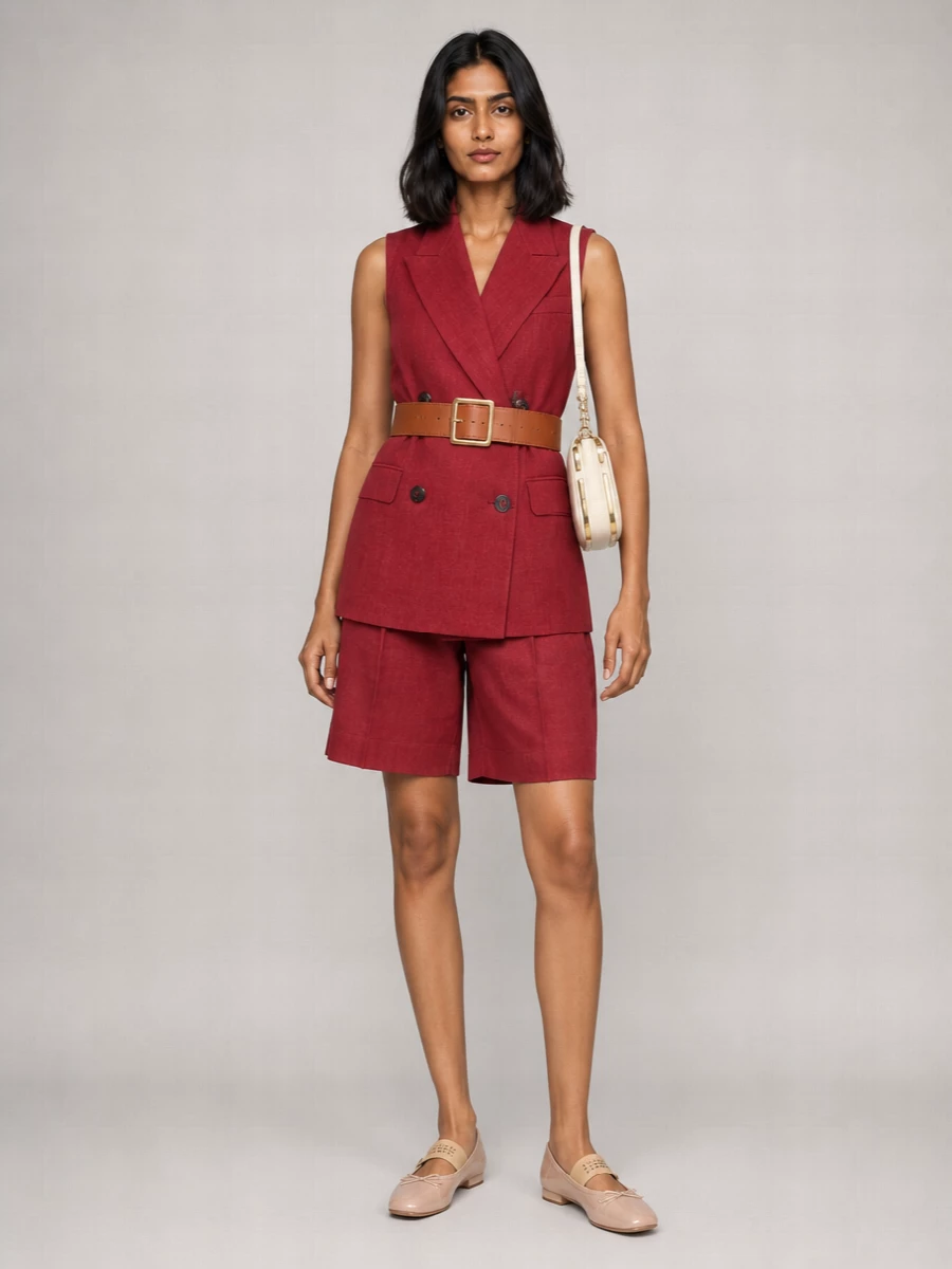 S Max Mara Linen High-Rise Wide-Leg Bermuda Shorts
