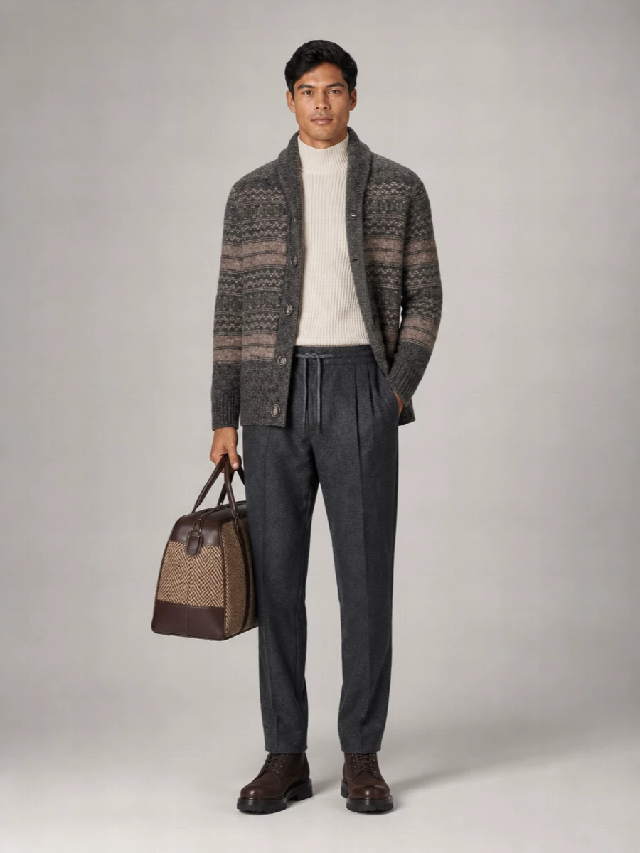 Brunello Cucinelli Jacquard Shawl Neck Cardigan