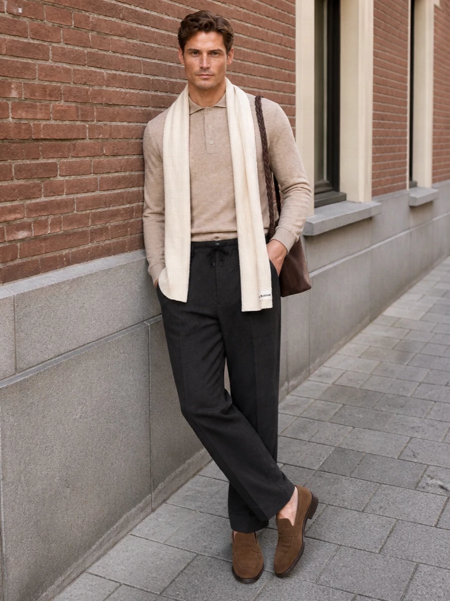 Zanone camel polo dries van noten trouser