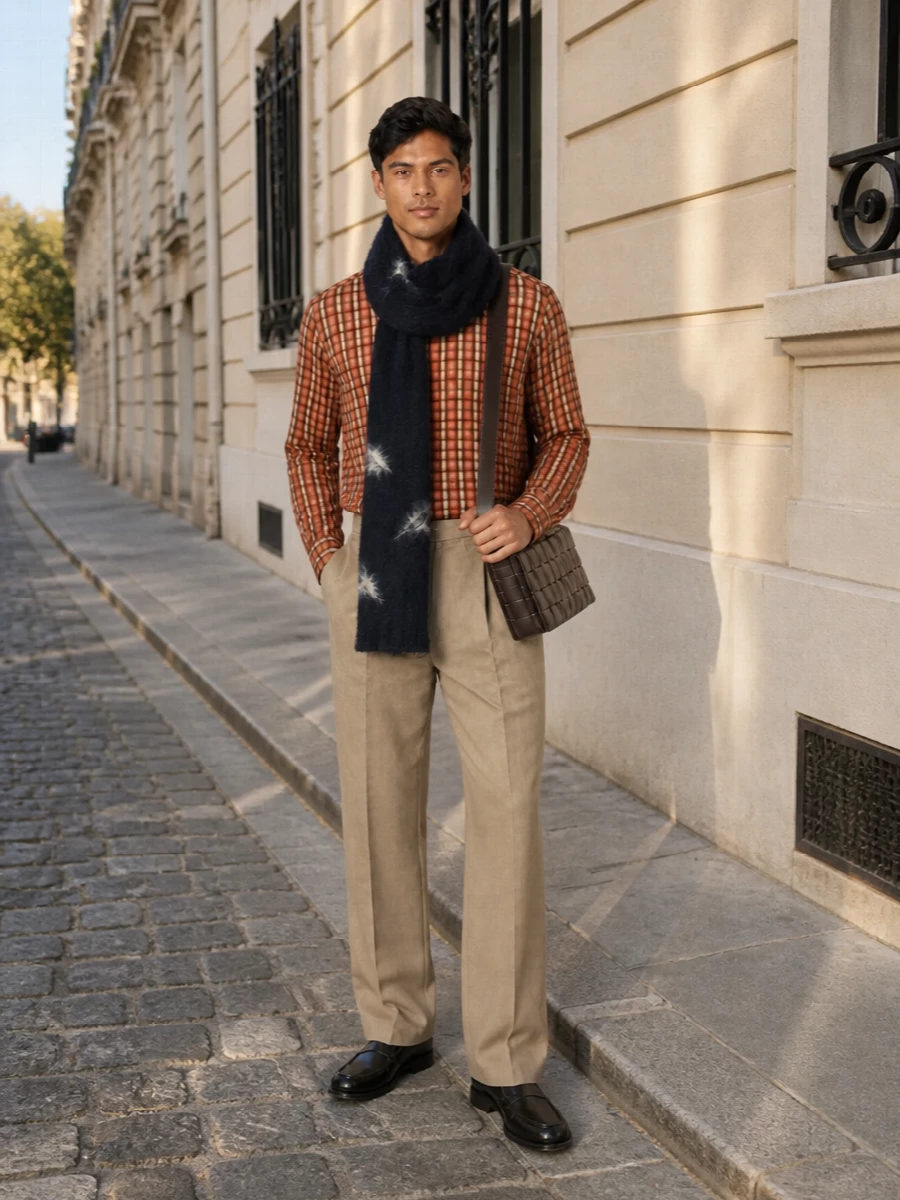 Dries van noten rust shirt sand wide leg trousers