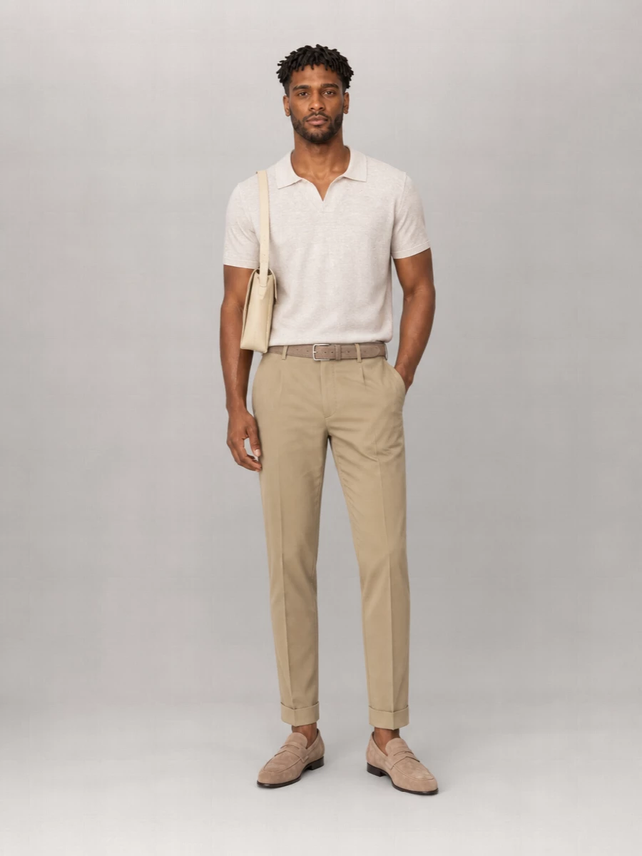 Pt Torino Beige Tailored Trousers