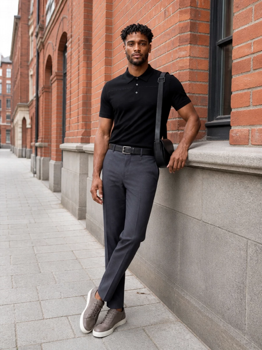 Zanone black polo jil sander charcoal trousers