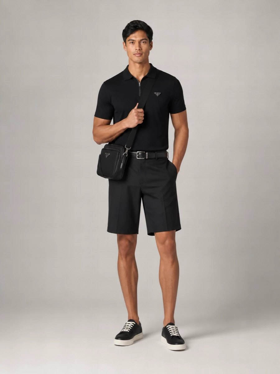 Prada Piquet Polo Shirt Featuring Short Sleeves