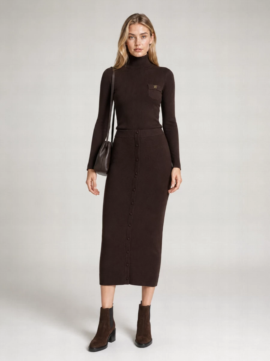 Elisabetta Franchi Silk-Blend Ribbed Turtleneck Sweater