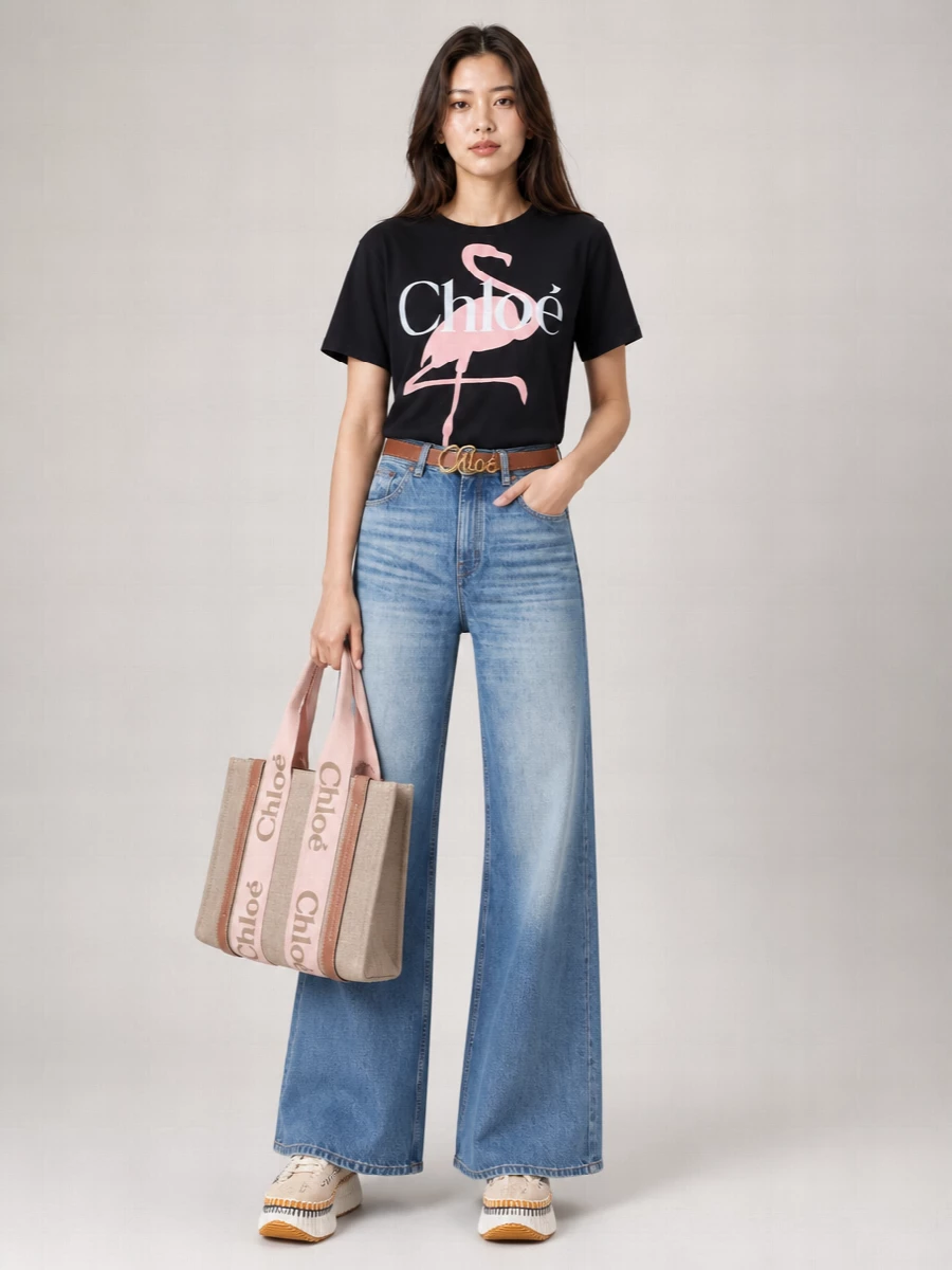 Chloé Cotton Flamingo-Print Oversized T-Shirt