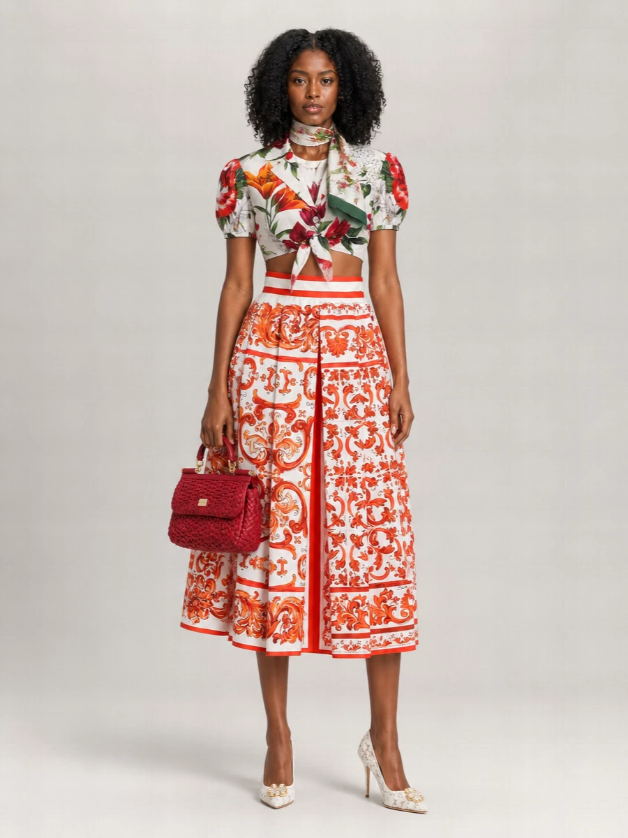 Dolce&Gabbana Bow Front Short Sleeve Cotton Shirt