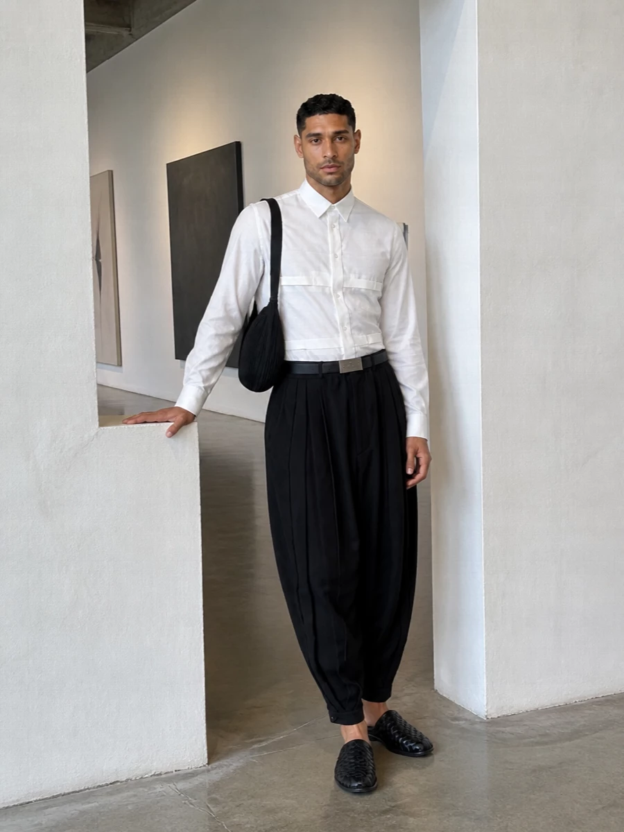 Comme des garcons white shirt black balloon trouser