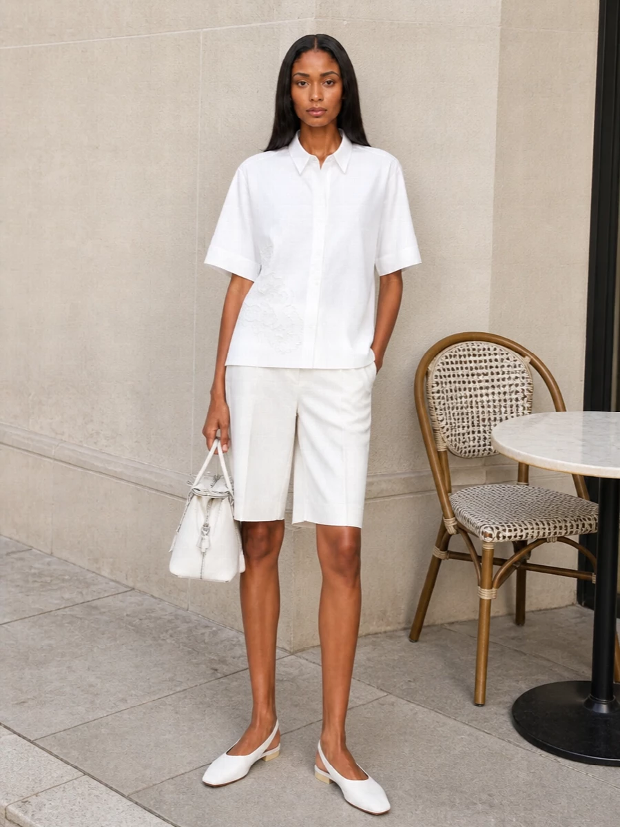 Ami paris white shorts fay shirt outfit