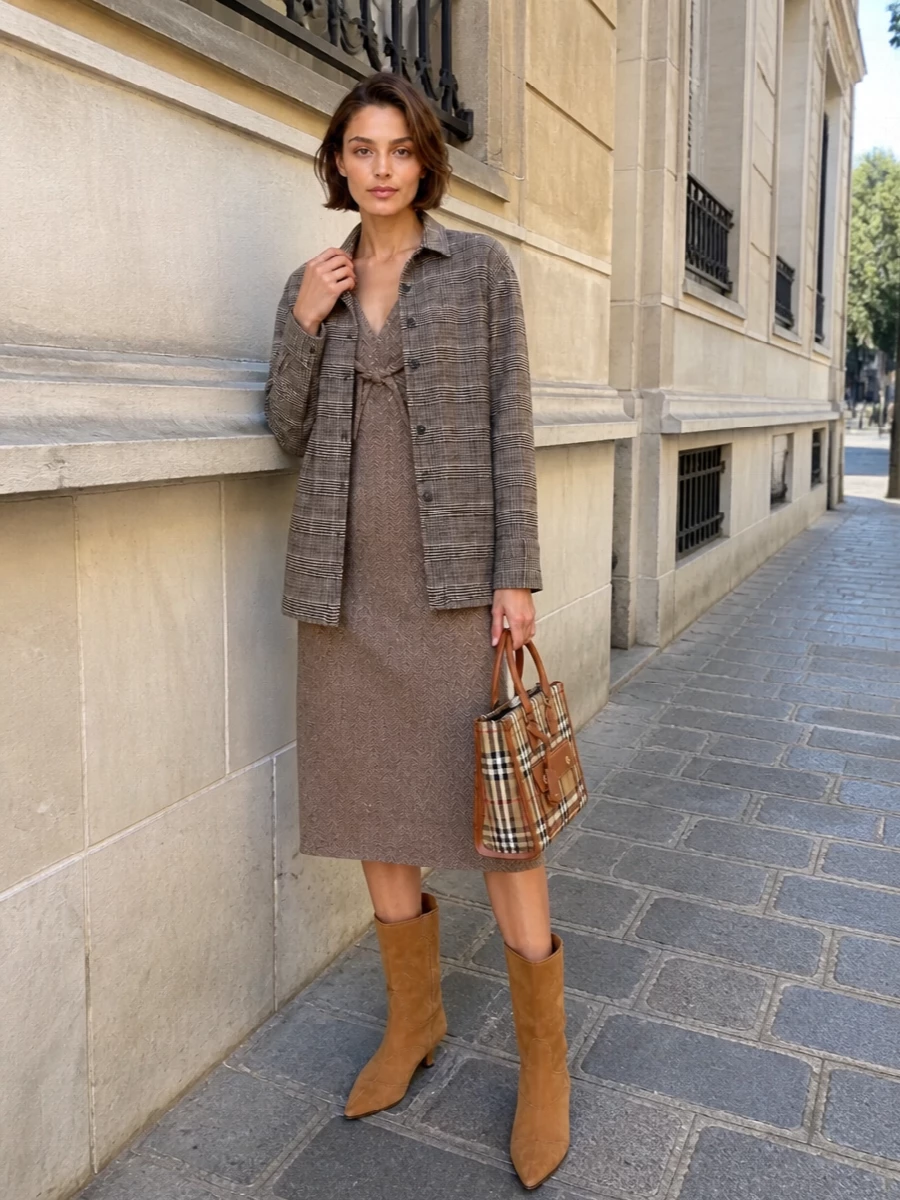 Ermanno scervino jacket herringbone midi dress