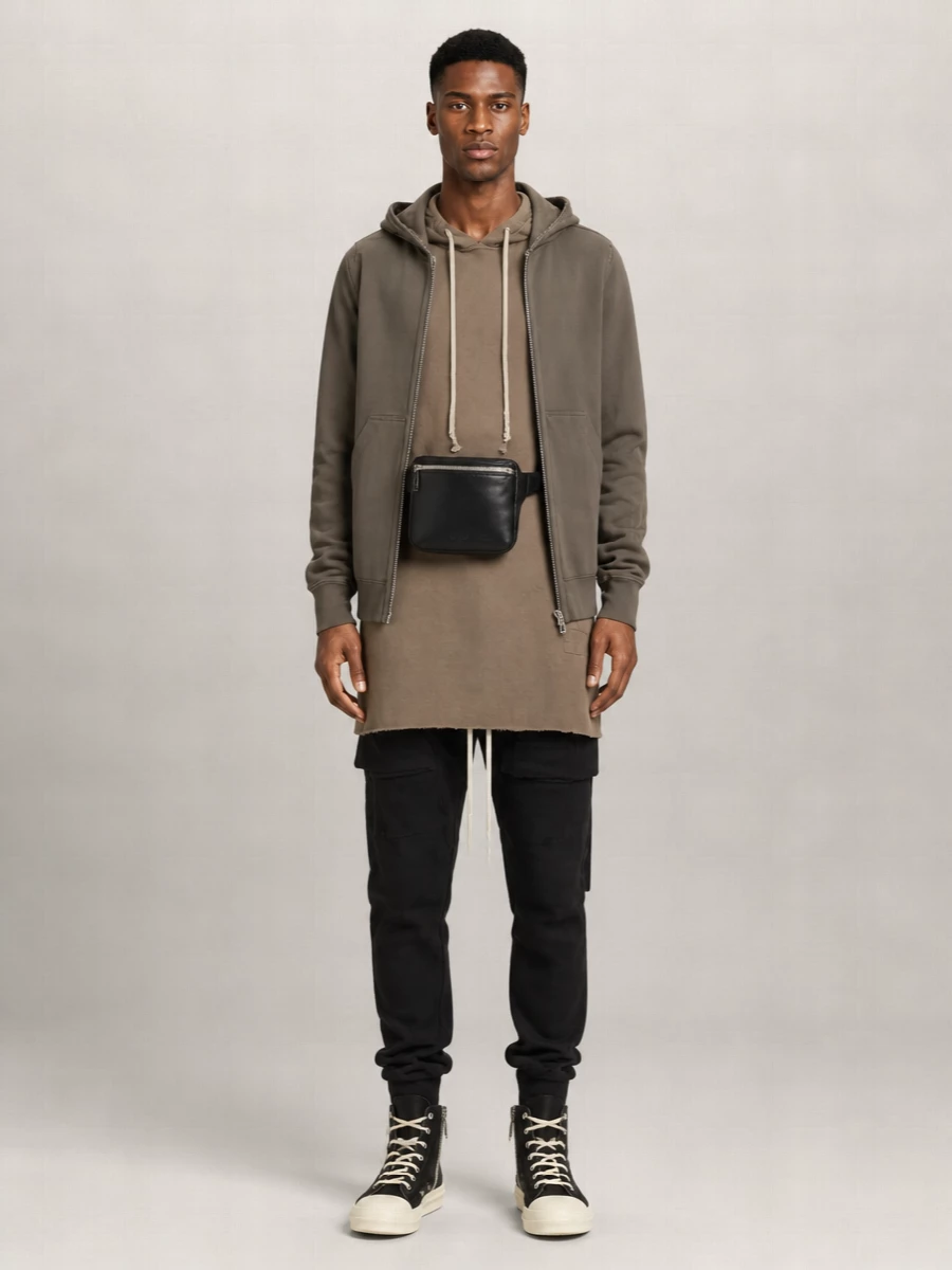 Rick Owens Drkshdw Cotton Zip Up Hooded Jacket